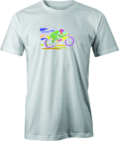 Track Day Wheelie Color Drawing printed on Men's T shirt