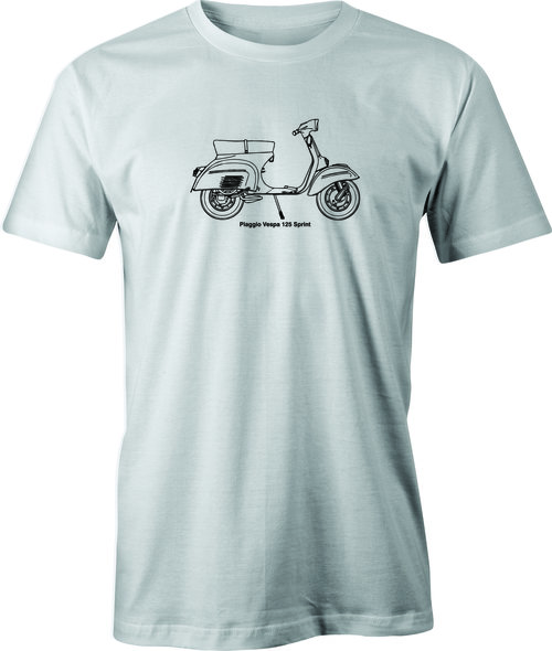 Vespa Scooter Line Drawing printed on Men's T shirt
