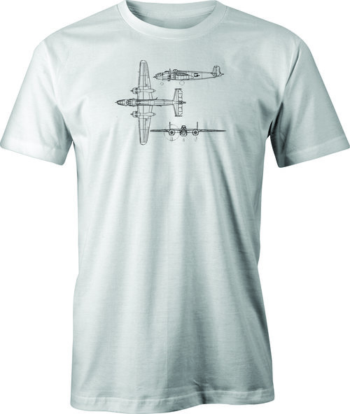 B25 Mitchell Line Drawing printed on Men's T shirt