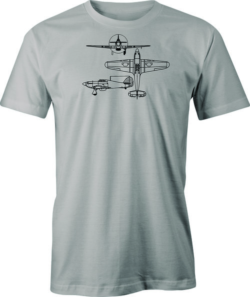 Hawker Hurricane Line Drawing printed on Men's T shirt