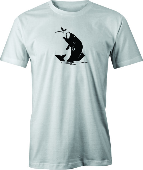 Jumping Trout drawing printed on Men's T shirt