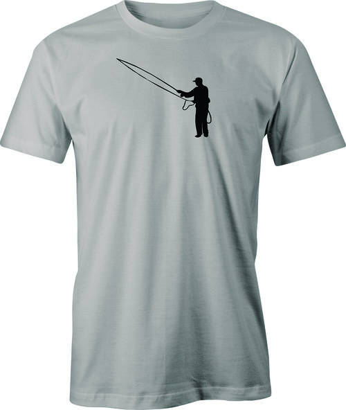 Fly Fisherman drawing printed on Men's T shirt