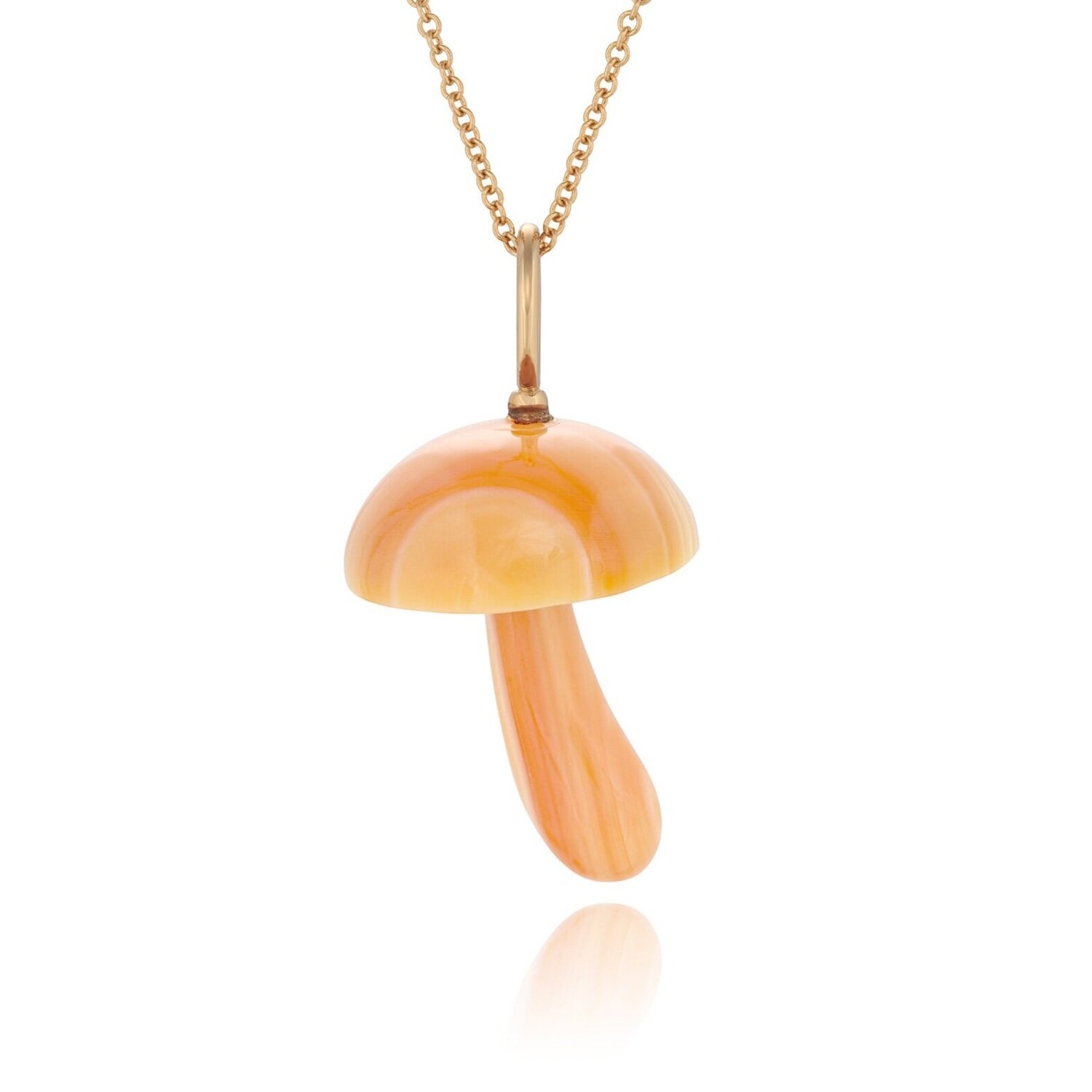 Magic Mushroom Charm carved from Apricot Conch Shell — Maura Green