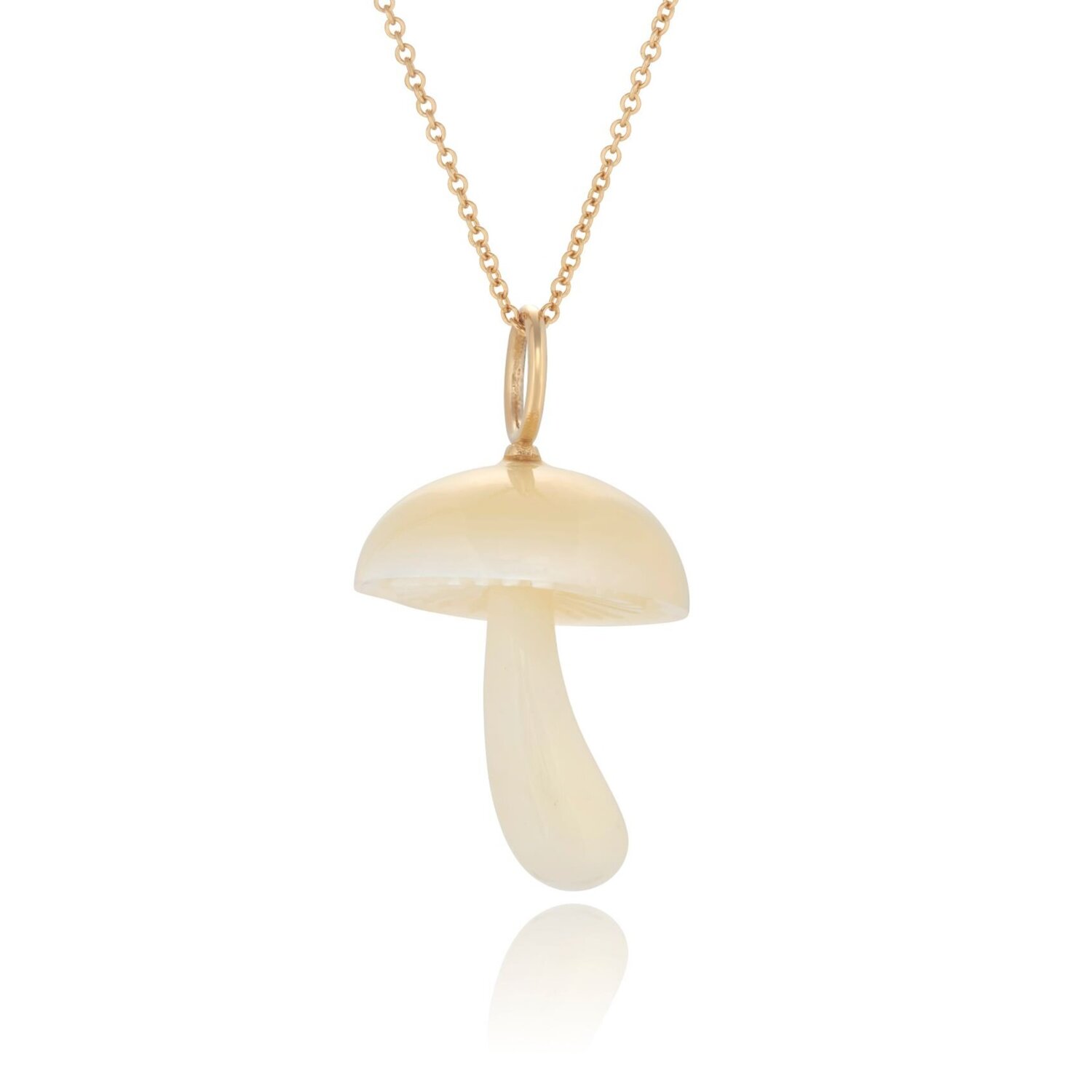 Hand Carved Mother of Pearl Mushroom Charm in Gold — Maura Green