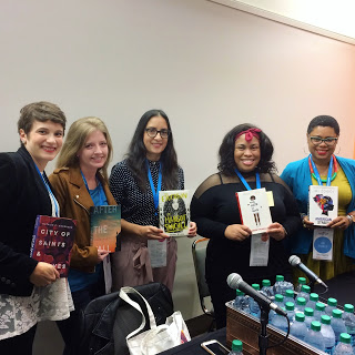 Kate and Lilliam (2nd and 3rd) at the North Texas Teen Book Fair with fellow debut authors Natalie C Anderson, Angie Thomas, and Ibi Zoboi