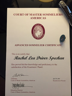 Rachel's advanced sommelier certificate