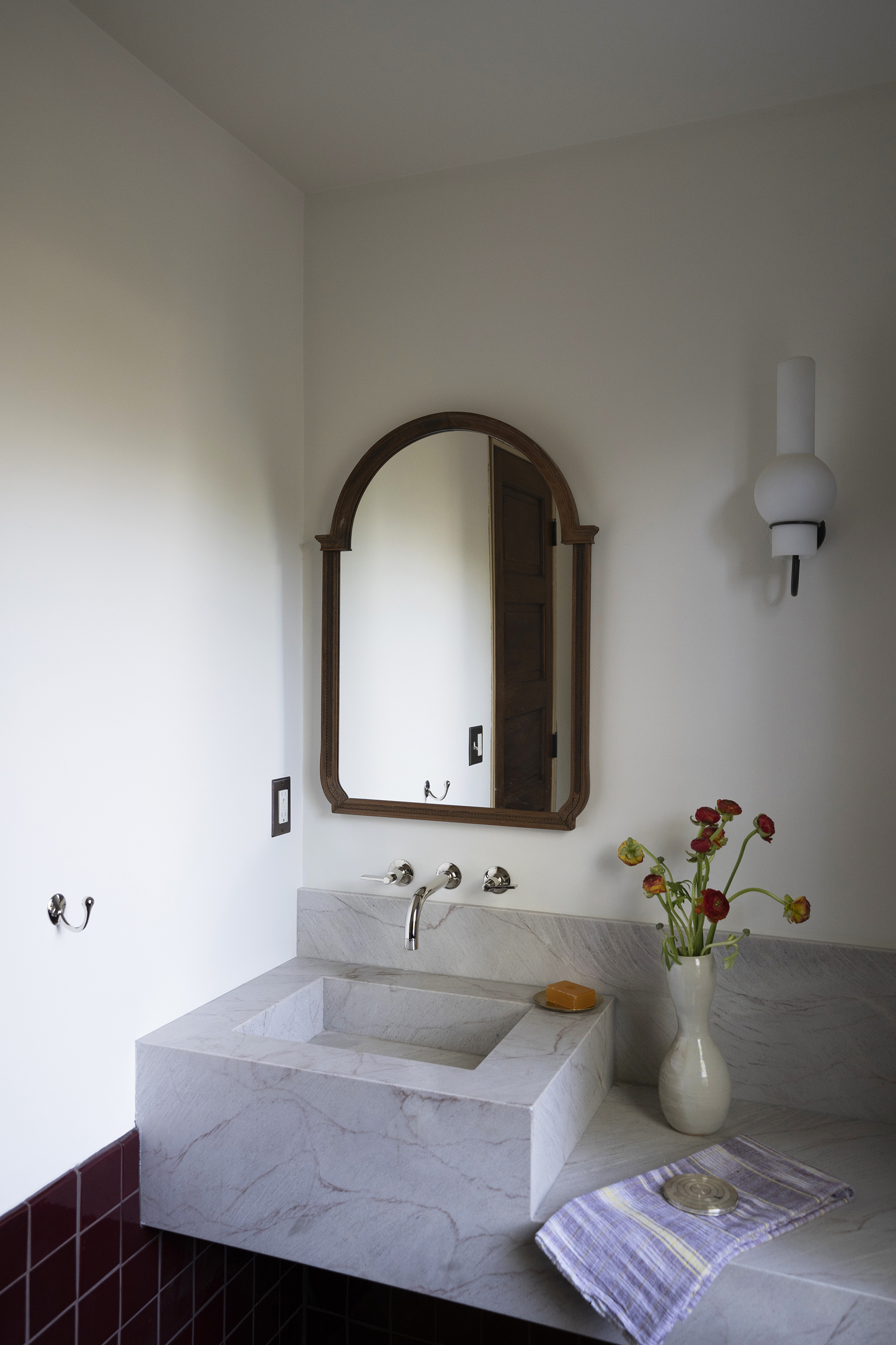 Powder bath for a residential renovation of a historic property in Los Angeles, CA, designed by Social Studies Projects.