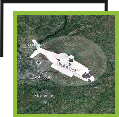 Image of helicopter and moving map