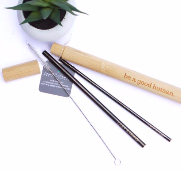 Last Straw – Straw Set Bamboo Case – 4 Pieces