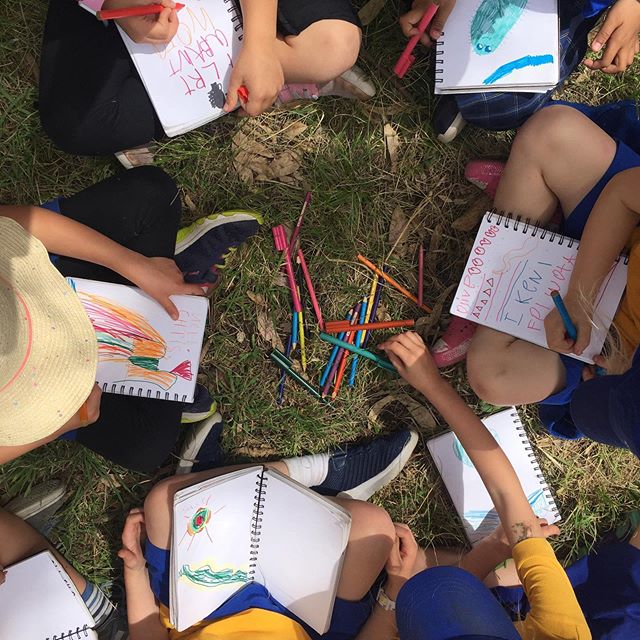 Journaling has been a vital creekulum practice... our journals are collective and they have flowed from young hands to older hands over the year... carrying memories, drawings and stories of the Merri Merri #flow #creativejournaling #wurundjericountry pic by @brionybarr from @scalefreenetwork