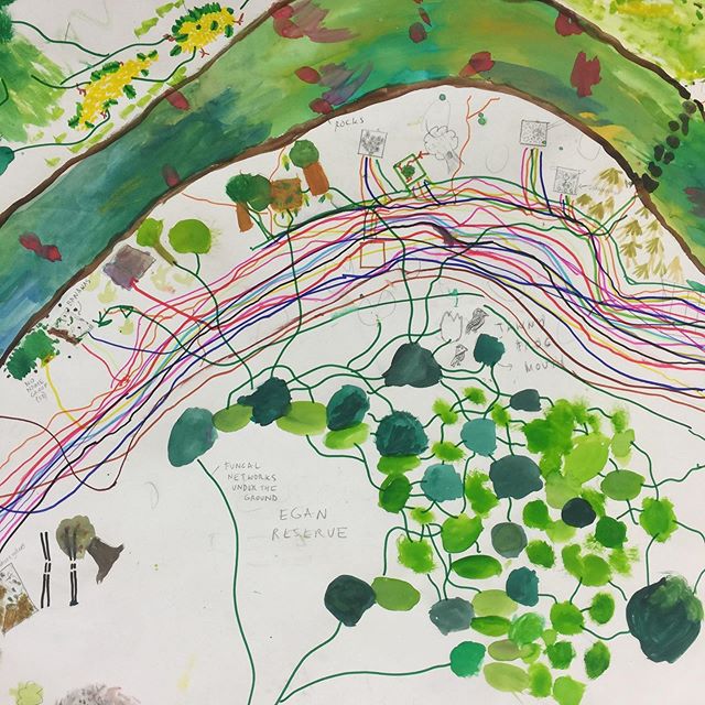 Mapping square metres along the Merri Merri w 5/6s and @brionybarr. This is our memory map that is going to continue to build up through layers and layers of stories, memories and learning along the creek! #mapping #layers #memories #morelandprimaryschool #wurundjeriland #morelandcouncil #merricreek