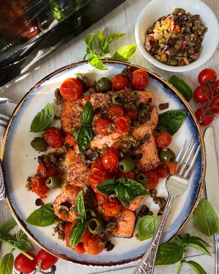 Salmon with Olive & Tomato Salsa — Daniela's Dish
