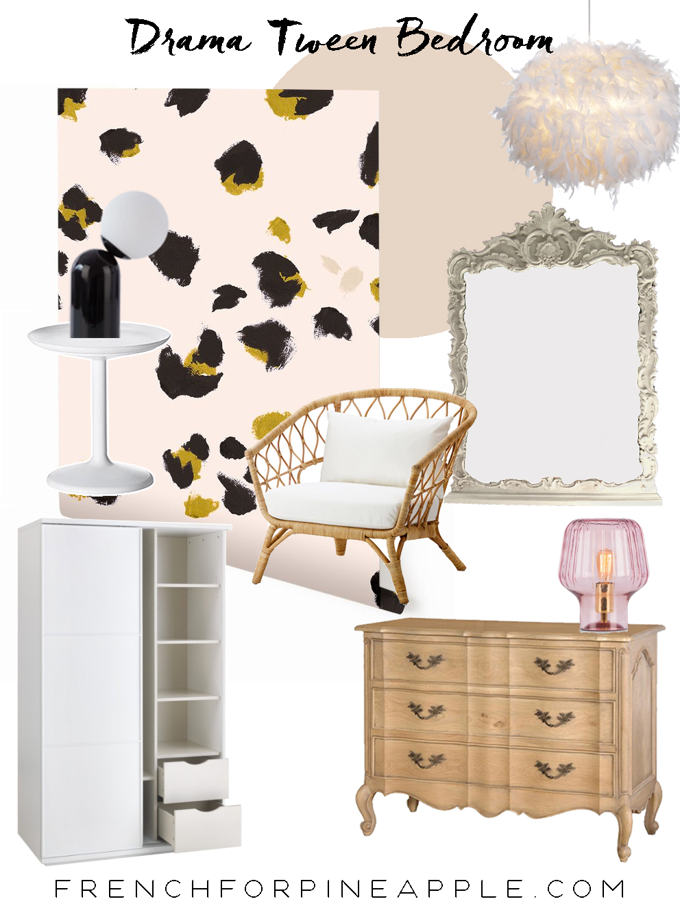 French For Pineapple - Drama Tween Bedroom Makeover - Moodboard