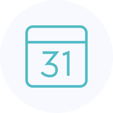 a blue icon of a calender with the number 31