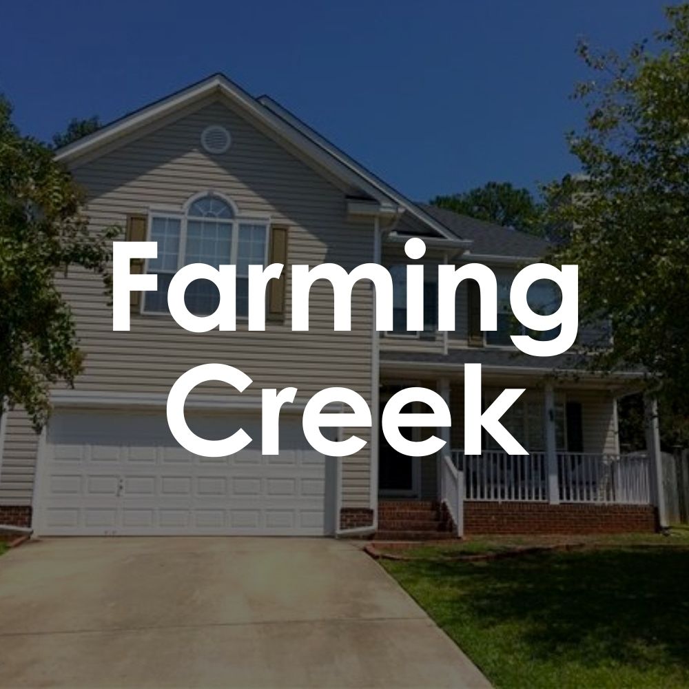 Farming Creek. 1,200 – 2,000+ square feet homes