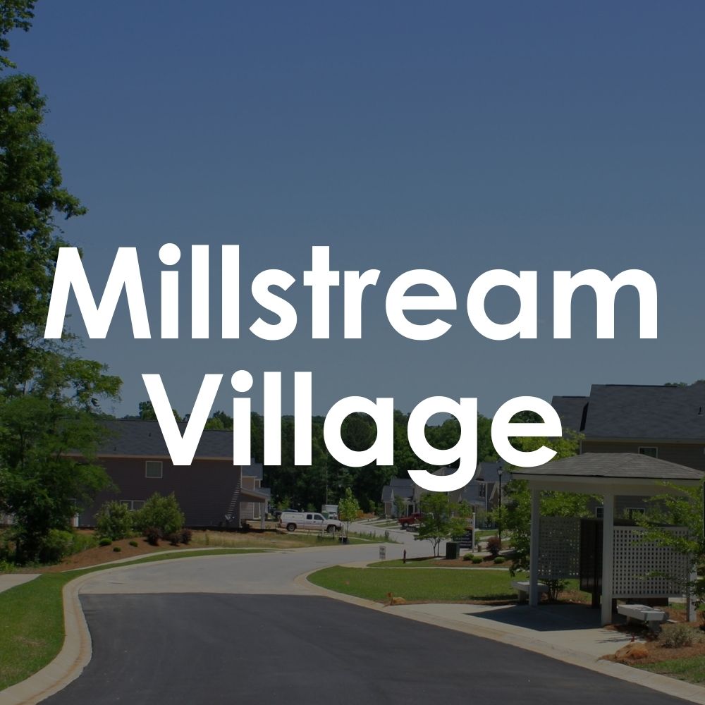 Millstream Village. Sidewalks and fenced-in back yards