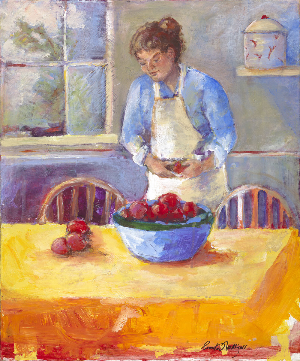 Cutting Apples Acrylic on canvas — Pamela Nachtigall