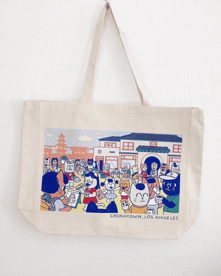 Chinatown Illustration Tote Bag — Thank You Coffee