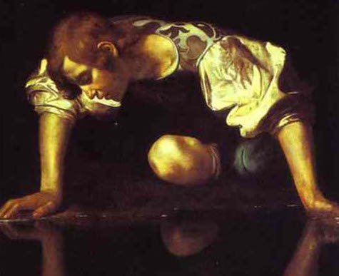 Caravaggio painting of Narcissus