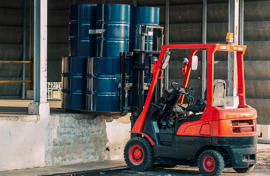 forklift holding container inventory