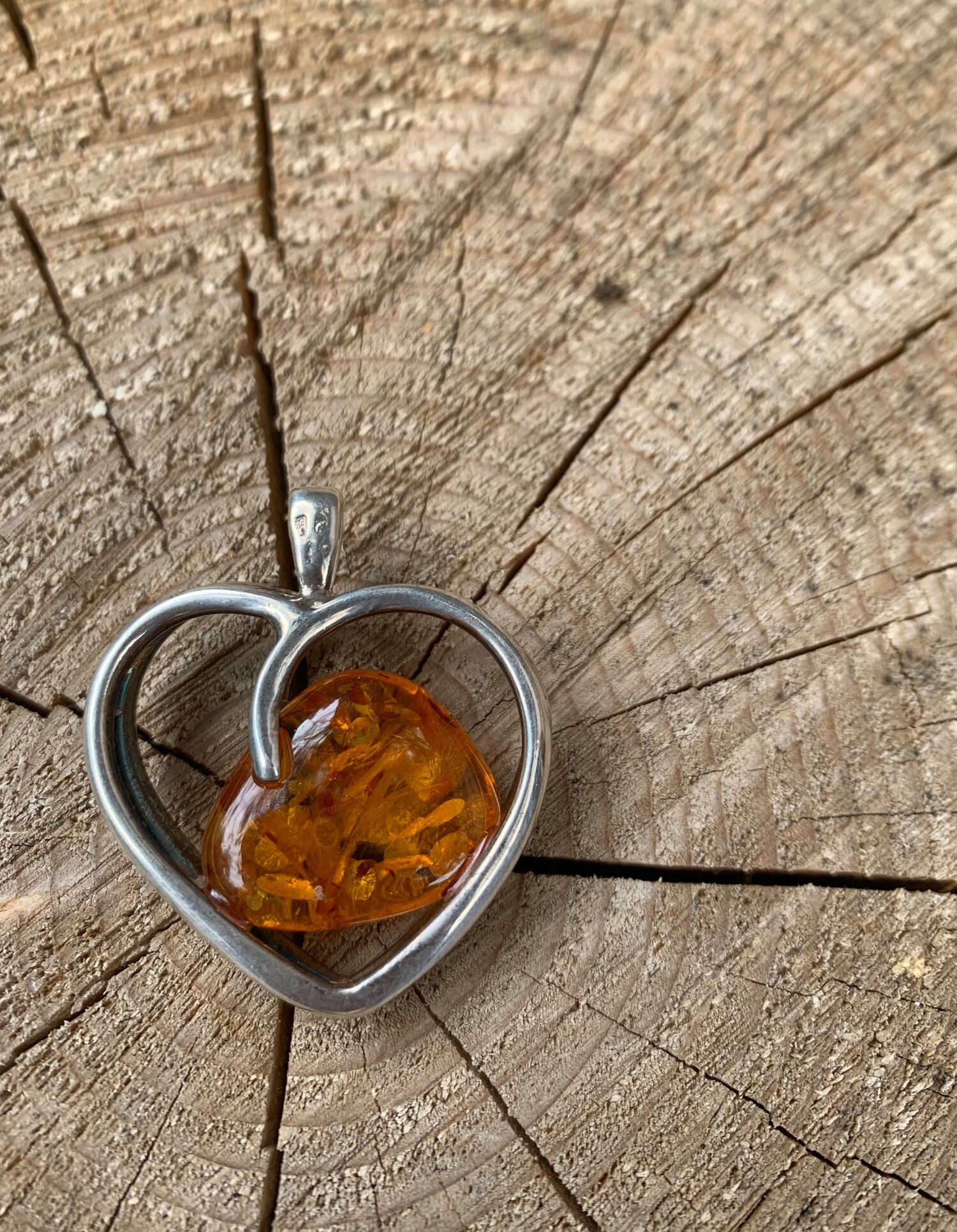 12g Sterling silver and Amber Heart Pendant.  The Last Temptation