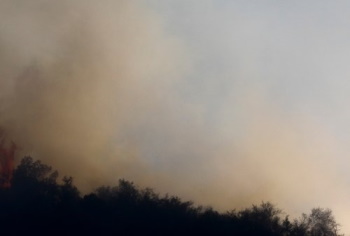 The air filled with smoke caused by the Getty Fire