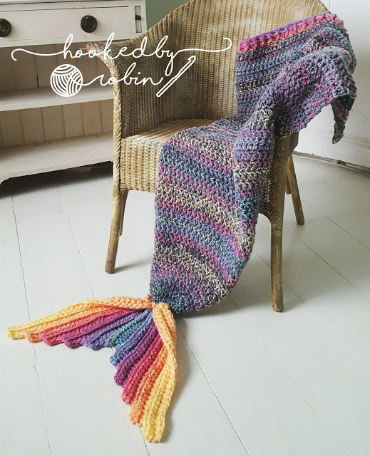 FREE Crochet Mermaid Tail Blanket Pattern by HookedbyRobin