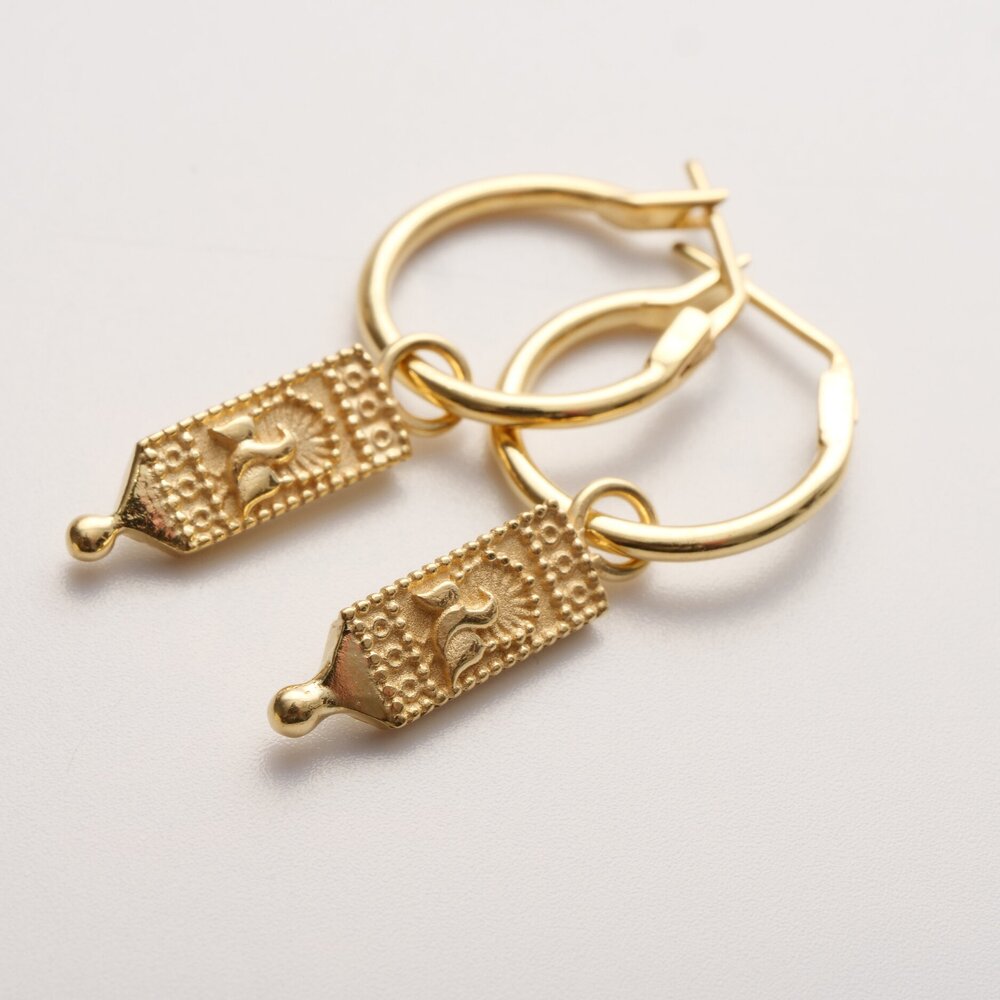 Earrings Peacock Hoops Gold from Shop Like You Give a Damn
