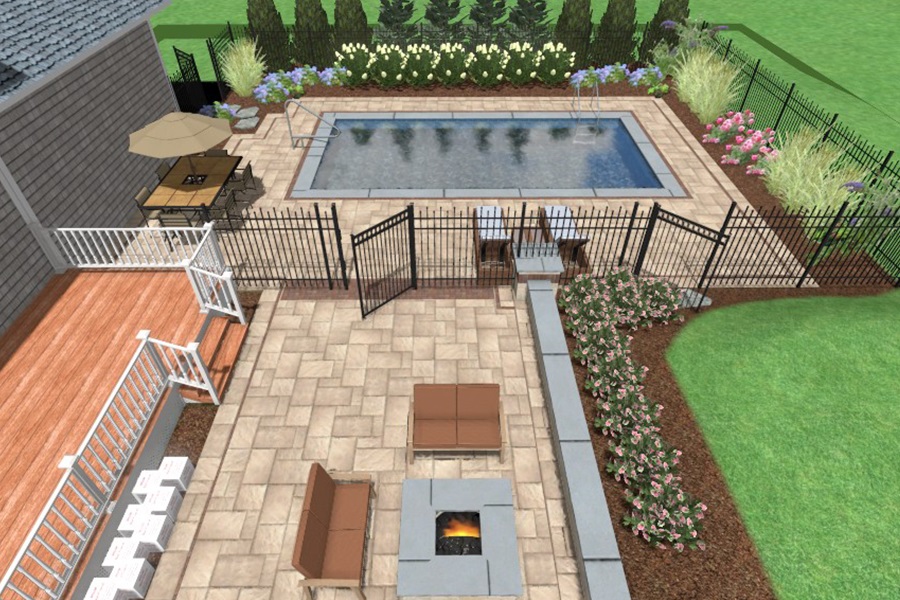 Landscape design - pool and patio Barrington RI - Inground pool Bristol RI 