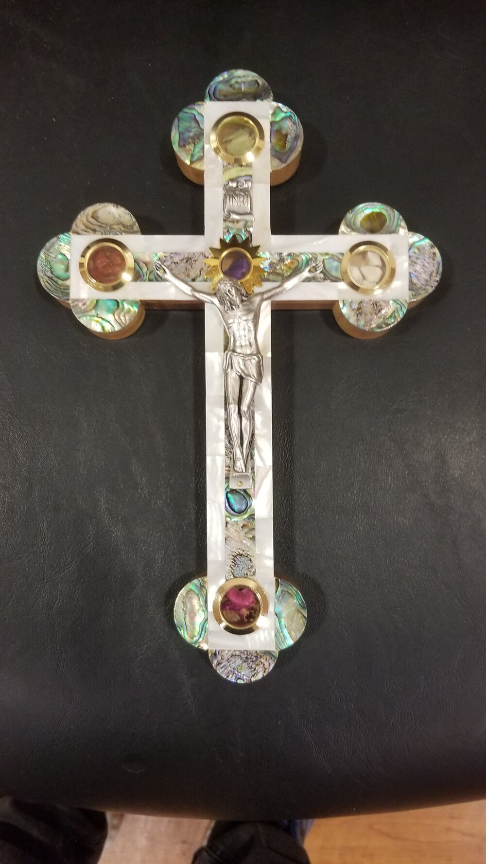 Bejeweled Golden Wood Cross