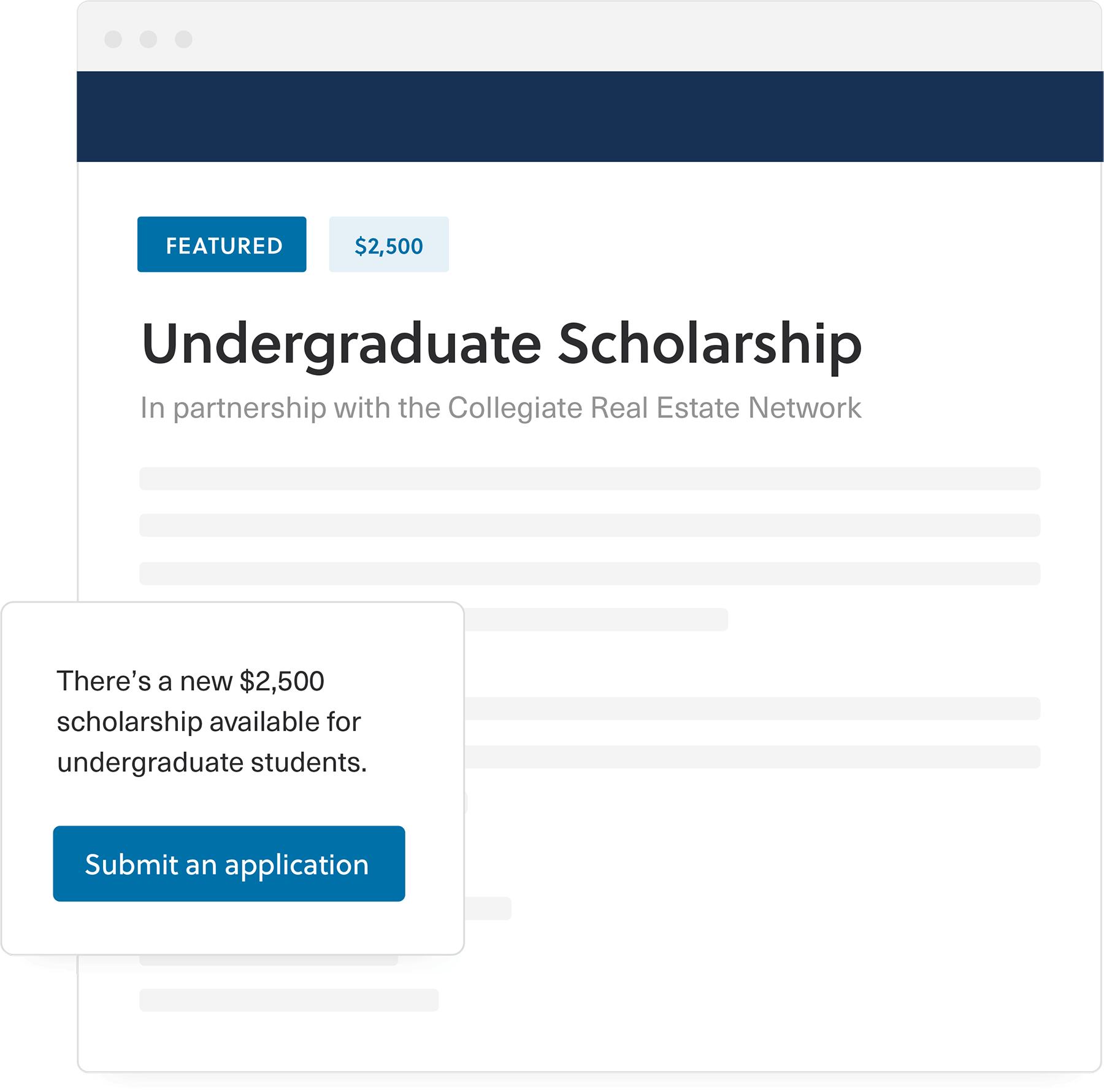 Image of an undergraduate scholarship posting