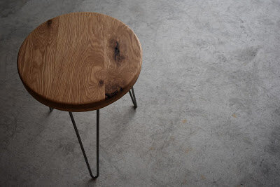 rustic wood table with hairpin legs