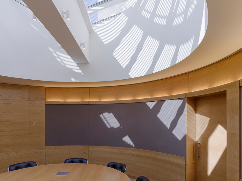 office with spacious circular skylight