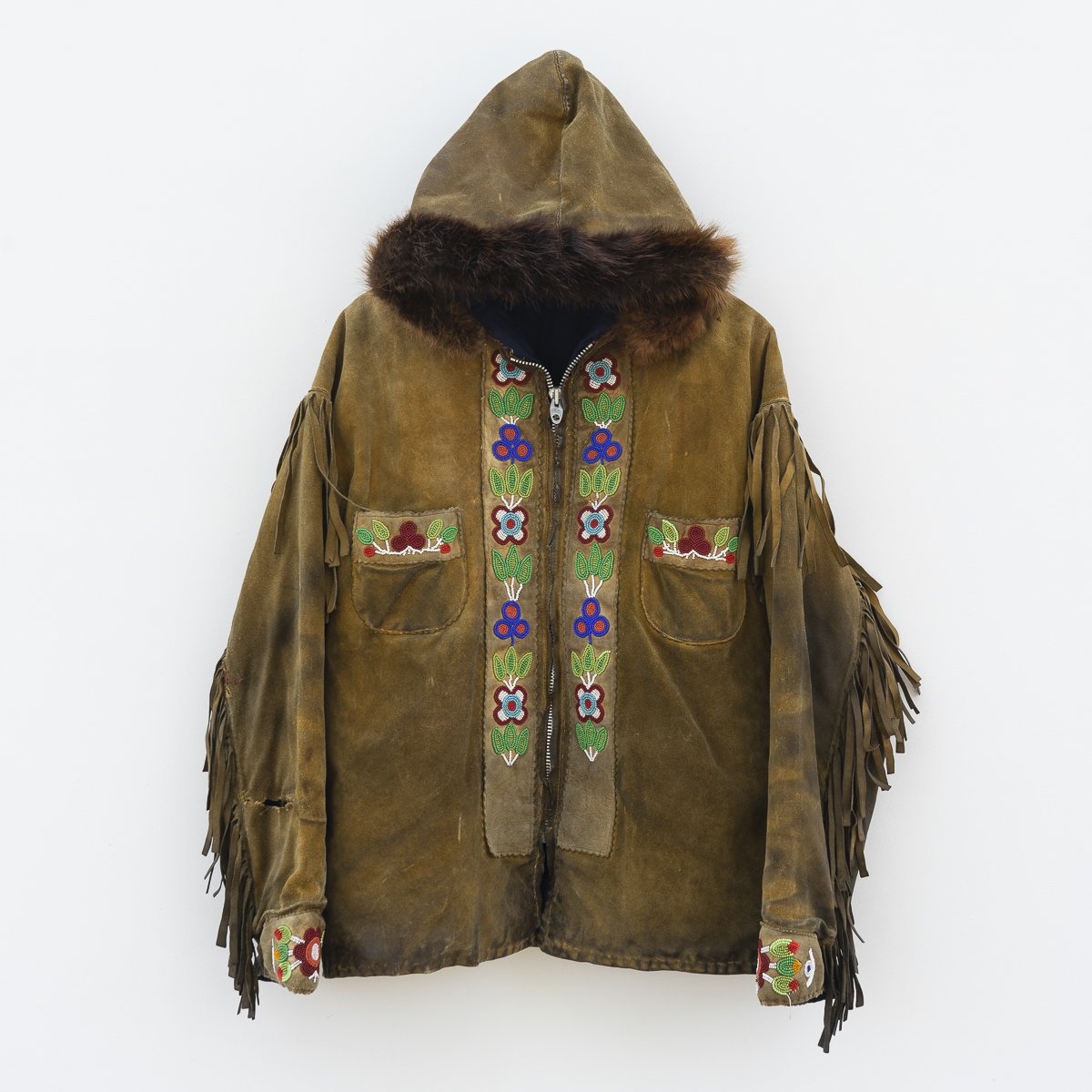 Vintage Ojibwe Beaded Tasseled Moose Skin Trapper Coat - 1950s Leather ...