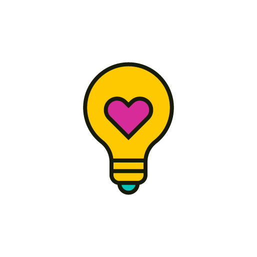Icon of lightbulb with heart in center