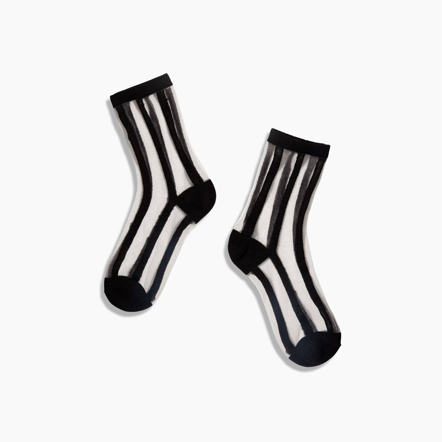 New! Sheer See-Through Ankle Height Socks With Black Line Stripes By ...