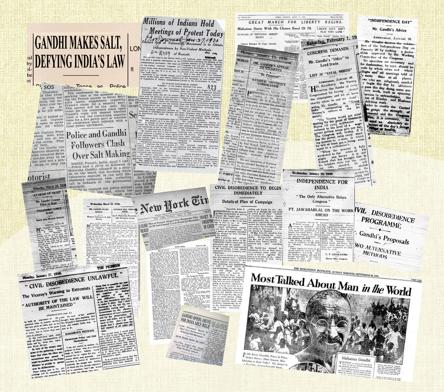 Gandhi Salt March 90th Anniversary Exhibition — Newspapers around the ...