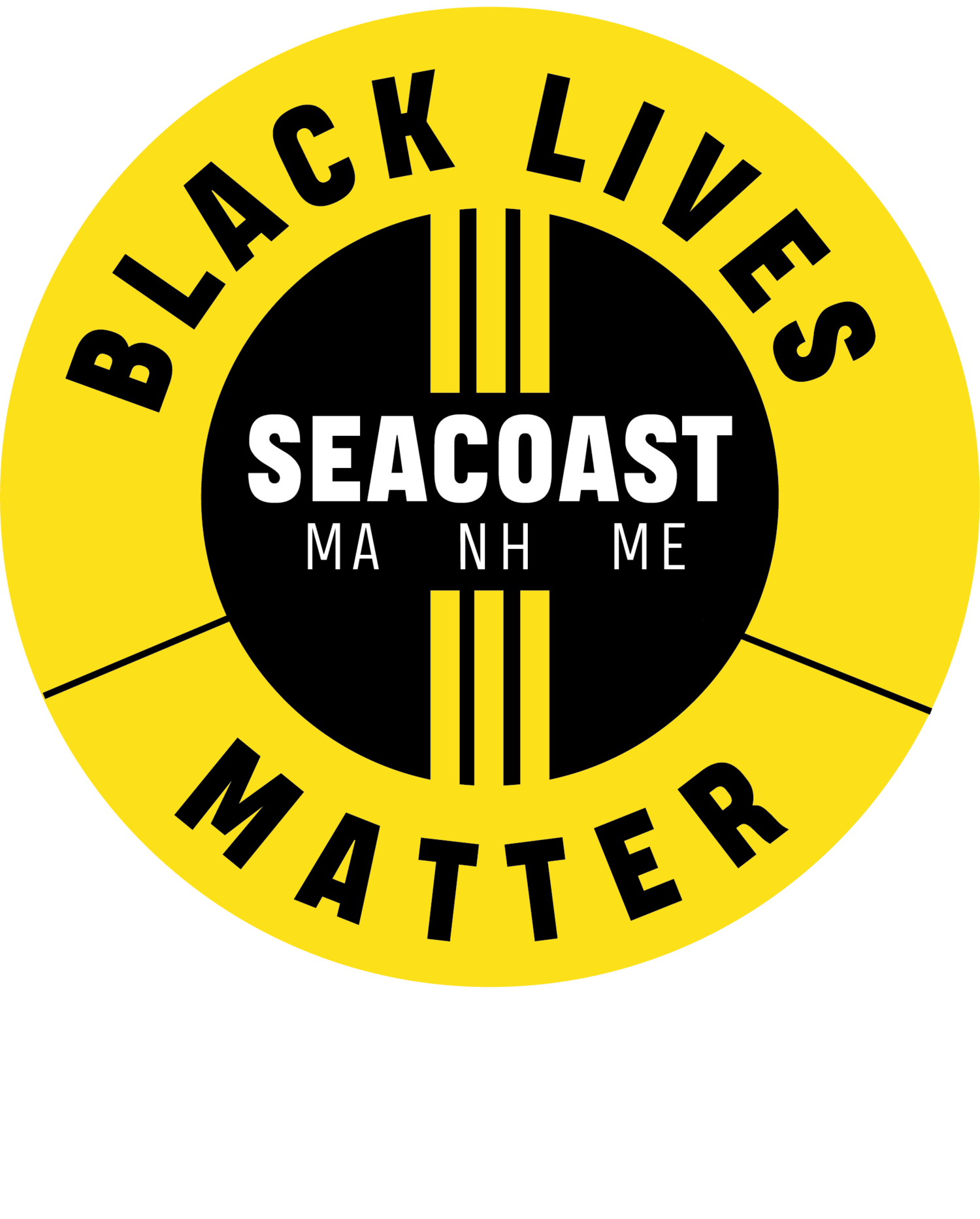 circular logo in yellow with words Black Lives Matter Seacoast