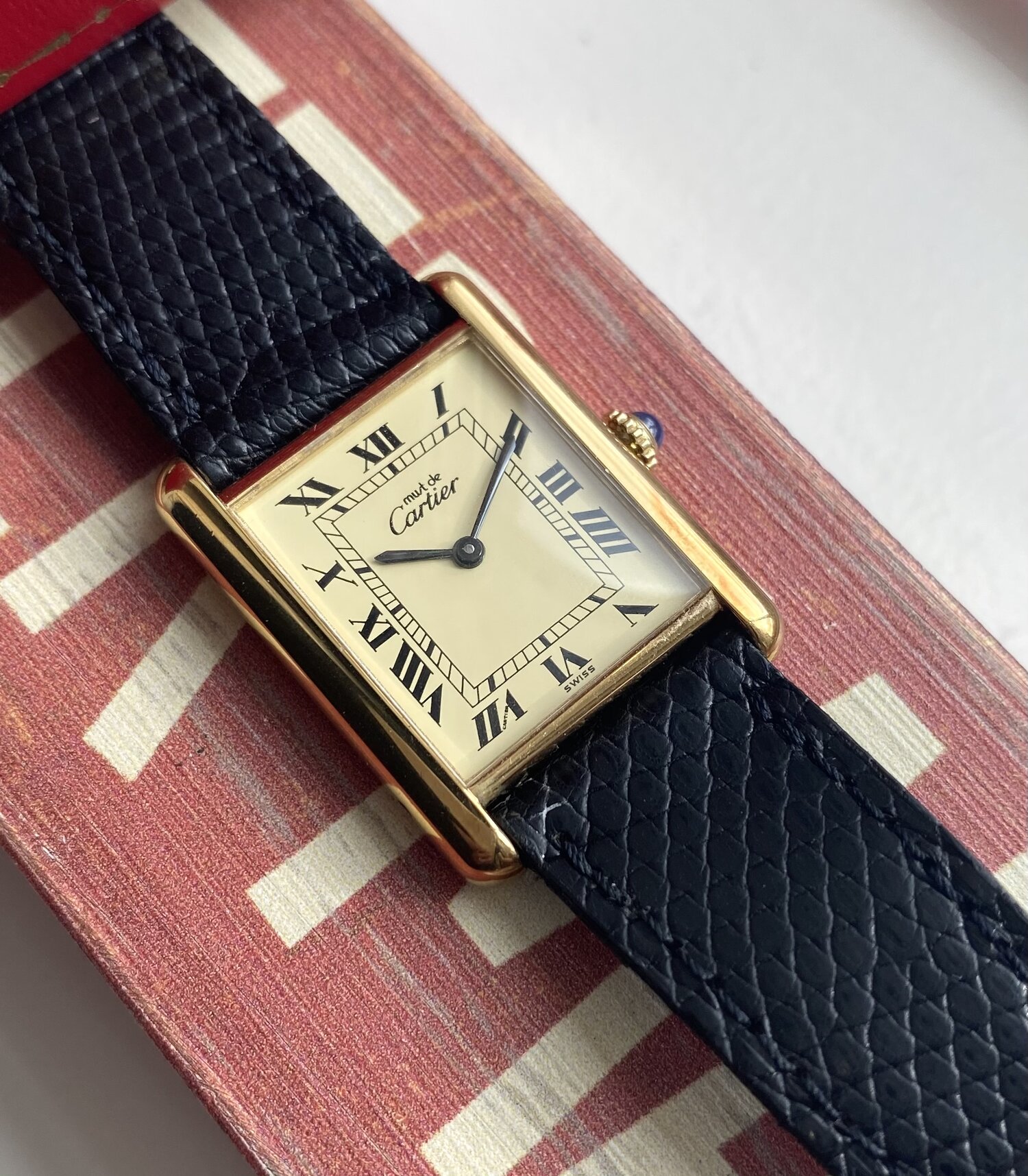 Cartier Tank Lemon Dial — Box and Papers — Danny's Vintage Watches