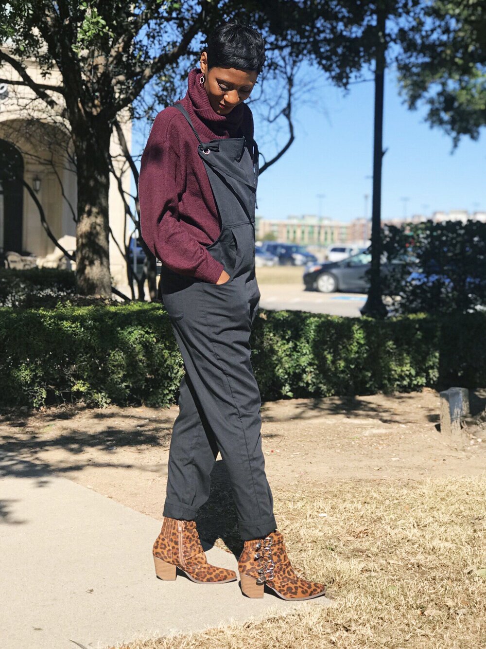 Leopard Shoes, Comfy Jumpsuits And A $12 Maroon Turtle Neck Sweater