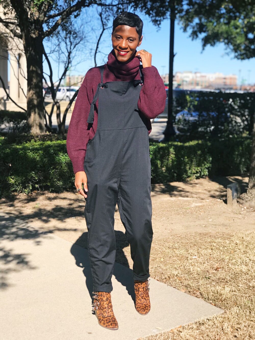 Leopard Shoes, Comfy Jumpsuits And A $12 Maroon Turtle Neck Sweater