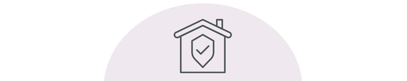 small minimal house icon with half circle pink background