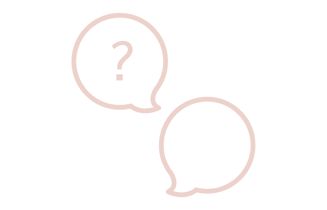 graphic of two speech bubbles, one with a question mark in it