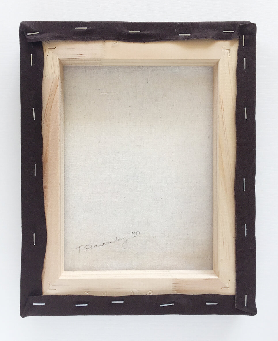 backside of frame showing staples