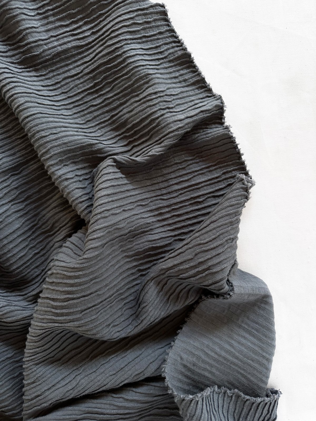 Per 1/2 Yard Tucked Grey Cotton Jersey — L'Etoffe Fabrics Online