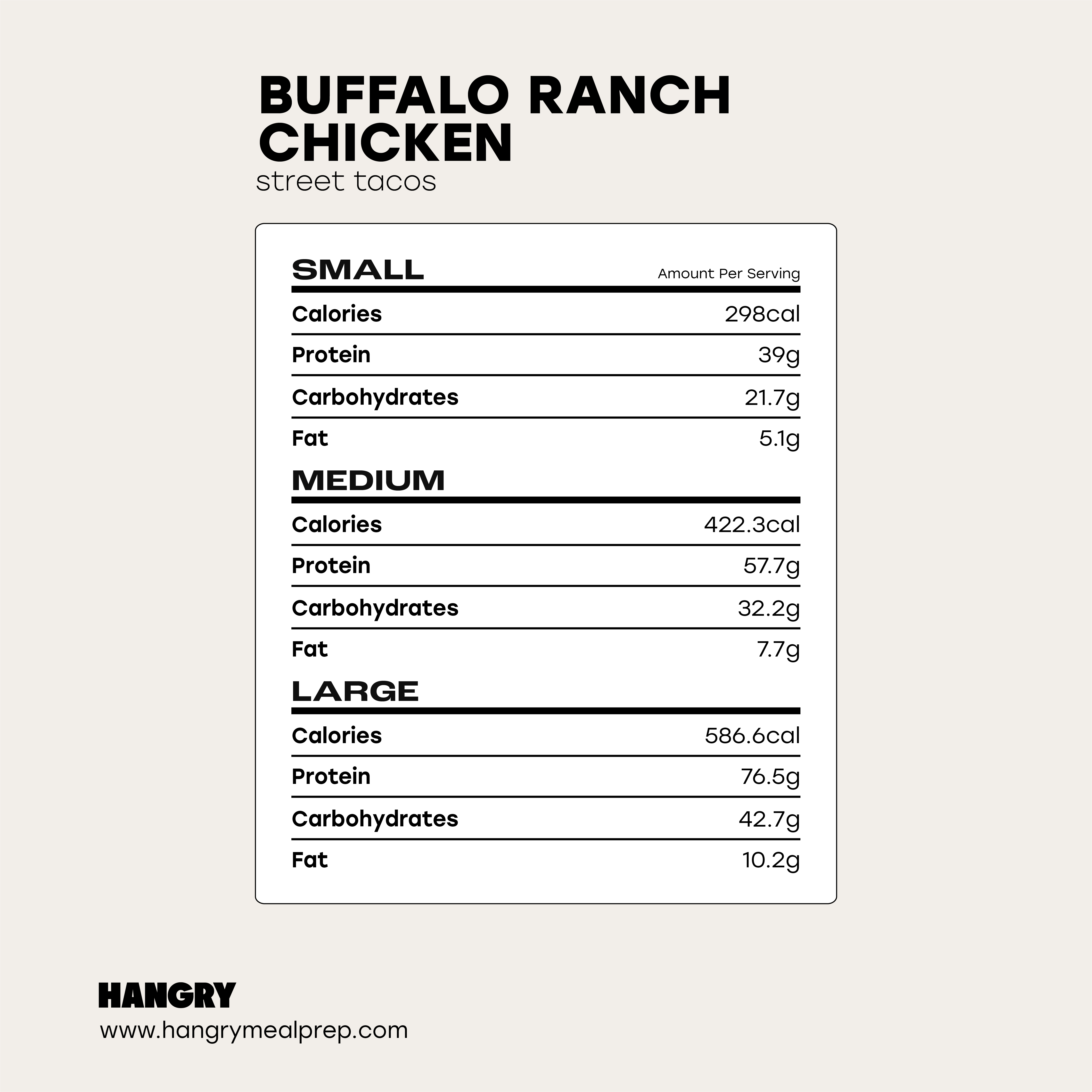 Buffalo Ranch Chicken Tacos Macros