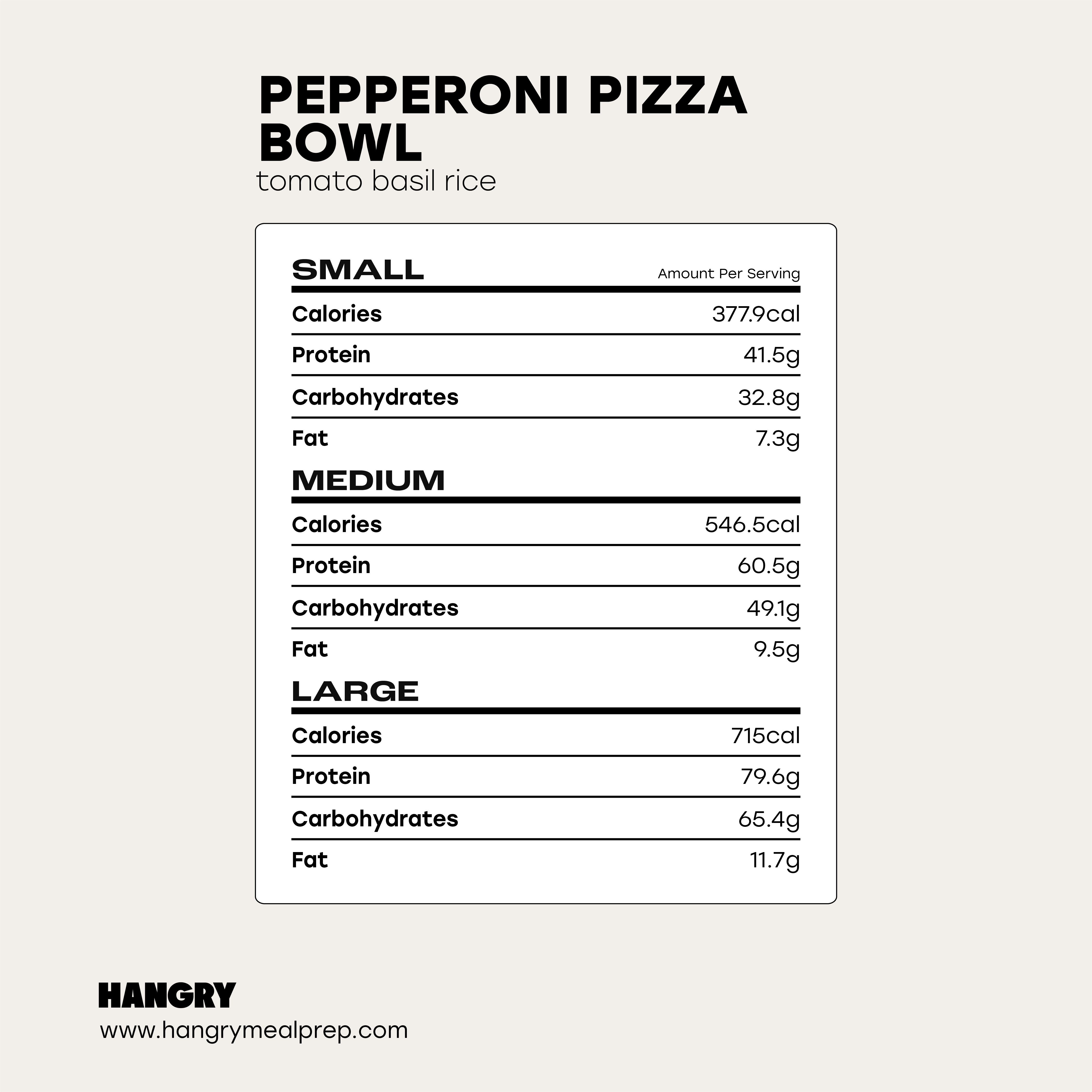 Hangry Meals Pepperoni Pizza Macros