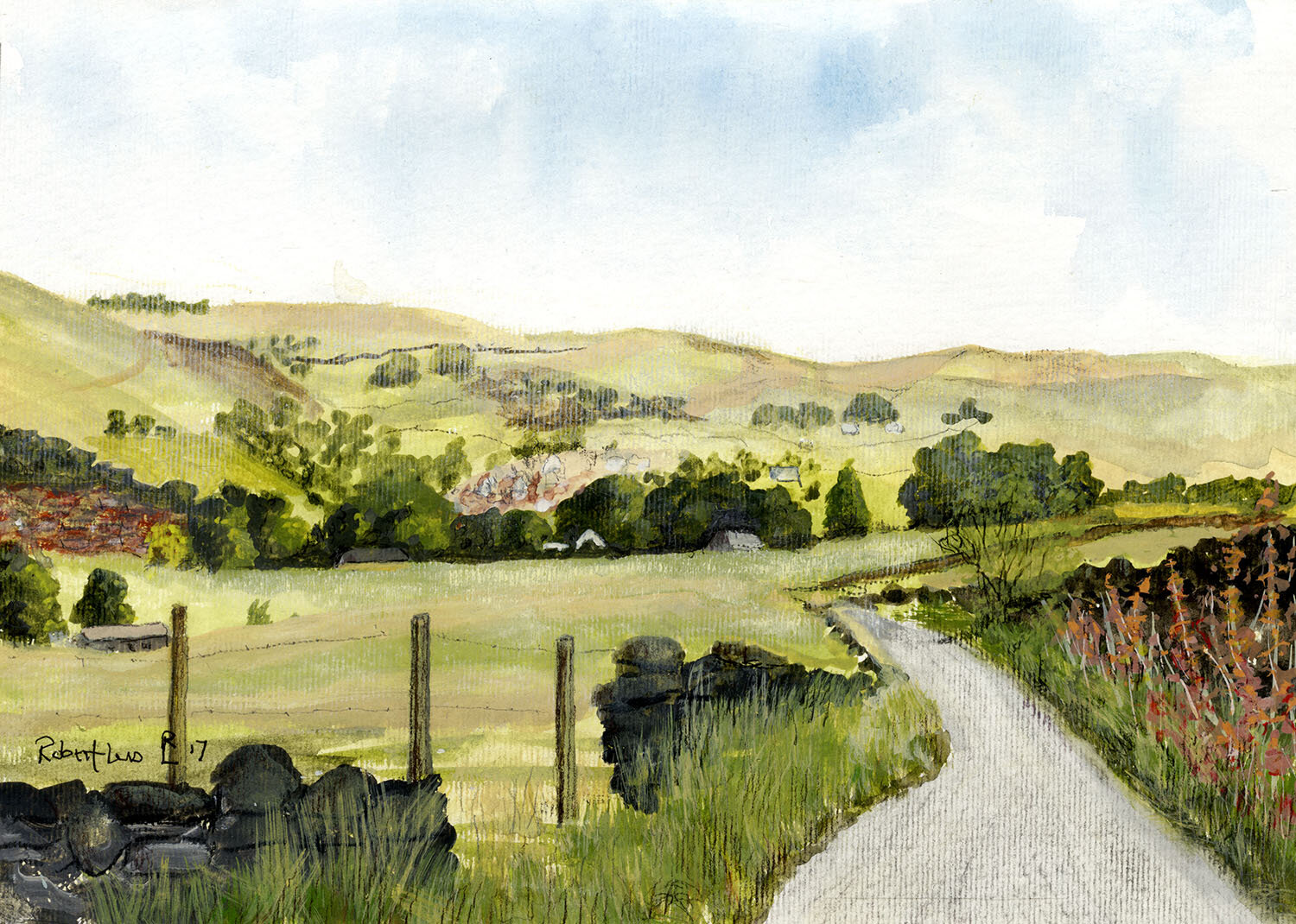 Towards Diggle, off Ward Lane, Saddleworth. Robert Lees Art. — Robert Lees  Art