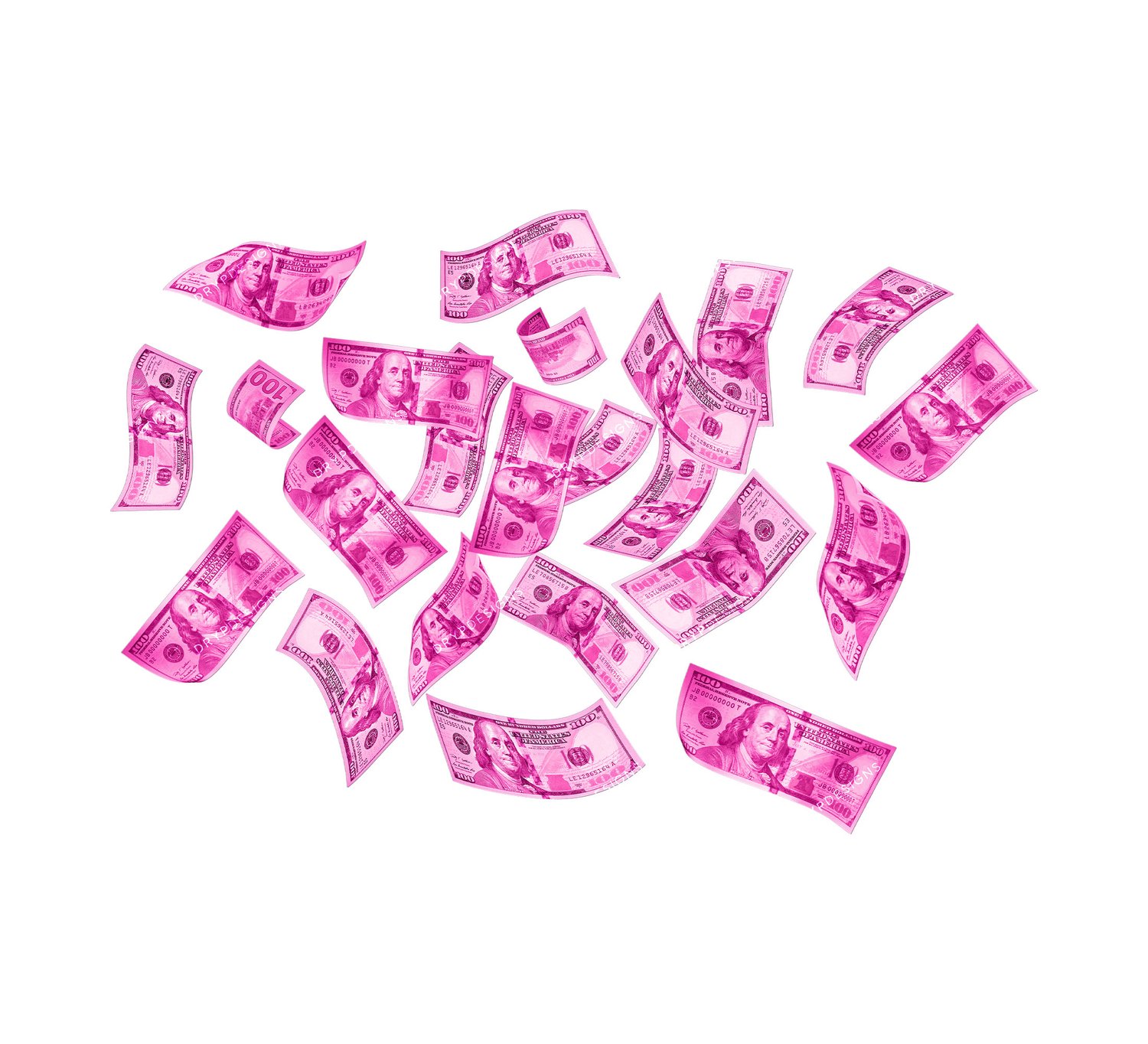 Falling Pink Money PNG Overlay — drypdesigns