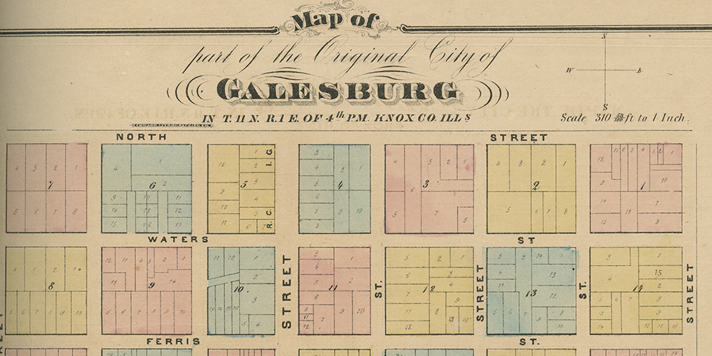 Hand drawn map of Galesburg